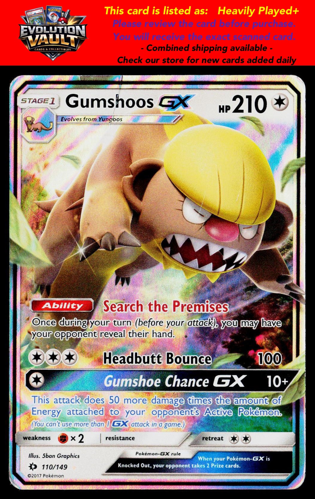 SM Base Set #110/149 Gumshoos GX