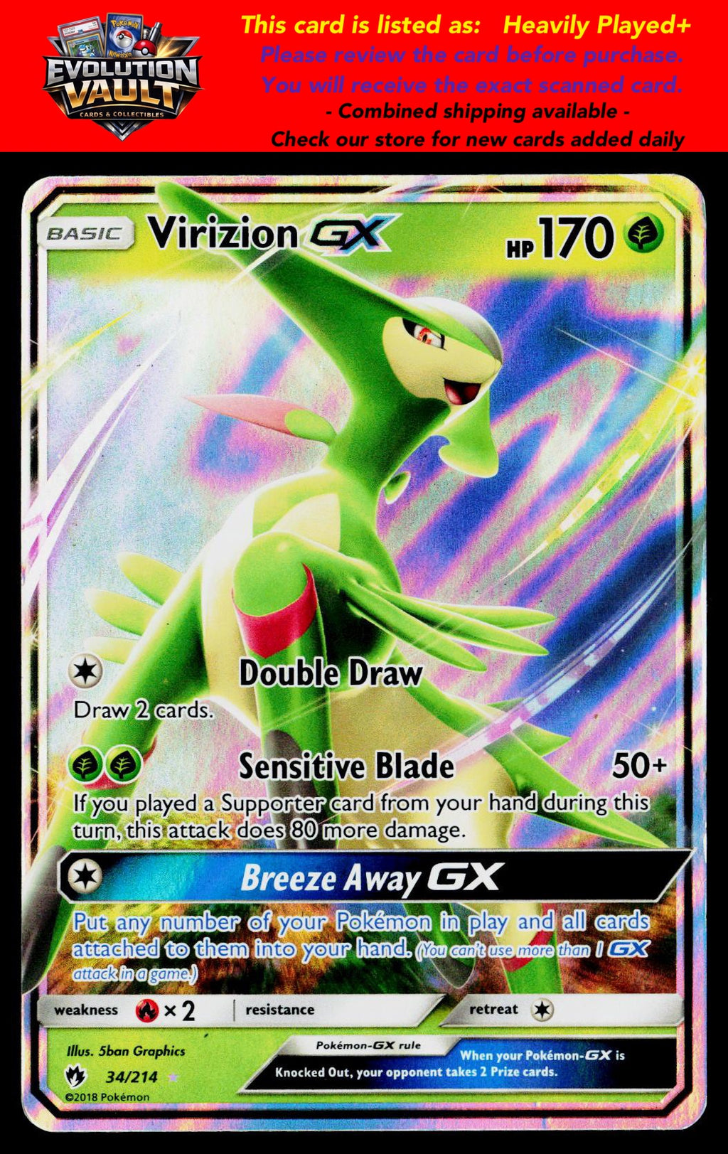 SM - Lost Thunder #34/214 Virizion GX