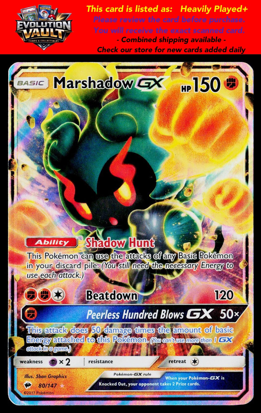 SM - Burning Shadows #80/147 Marshadow GX