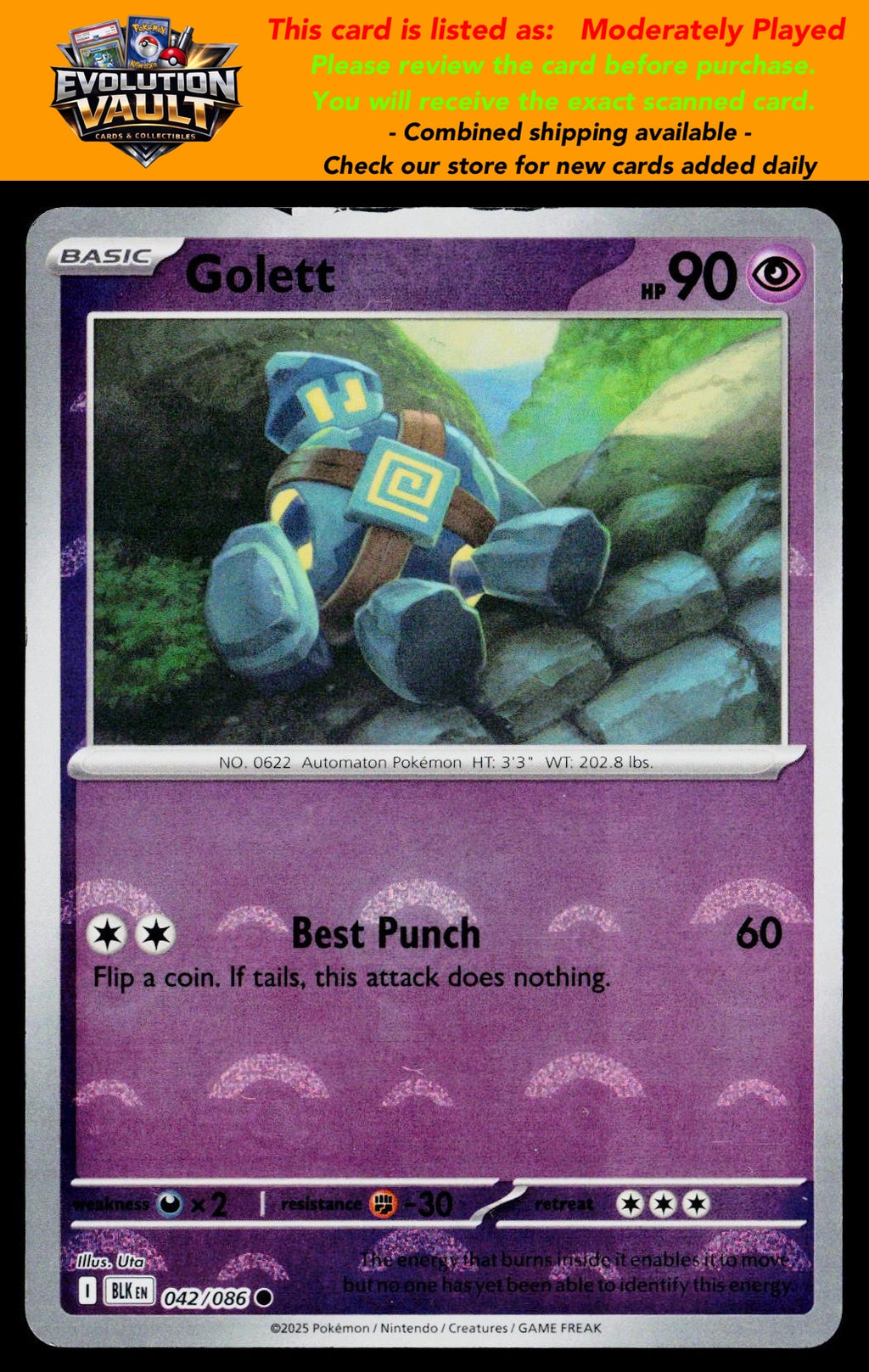 SV: Black Bolt #042/086 Golett (Poke Ball Pattern)