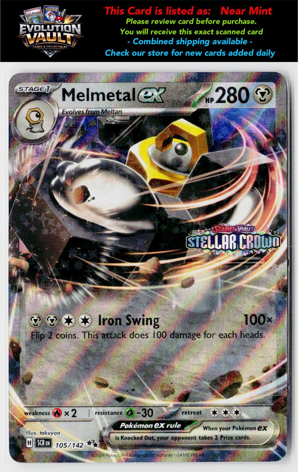 Miscellaneous Cards & Products #105/142 Melmetal ex (Stellar Crown Stamped)