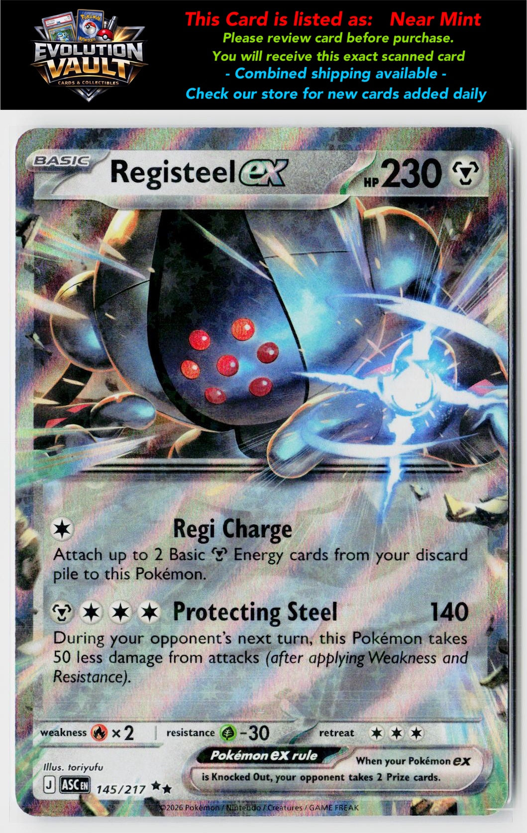 ME: Ascended Heroes #145/217 Registeel ex
