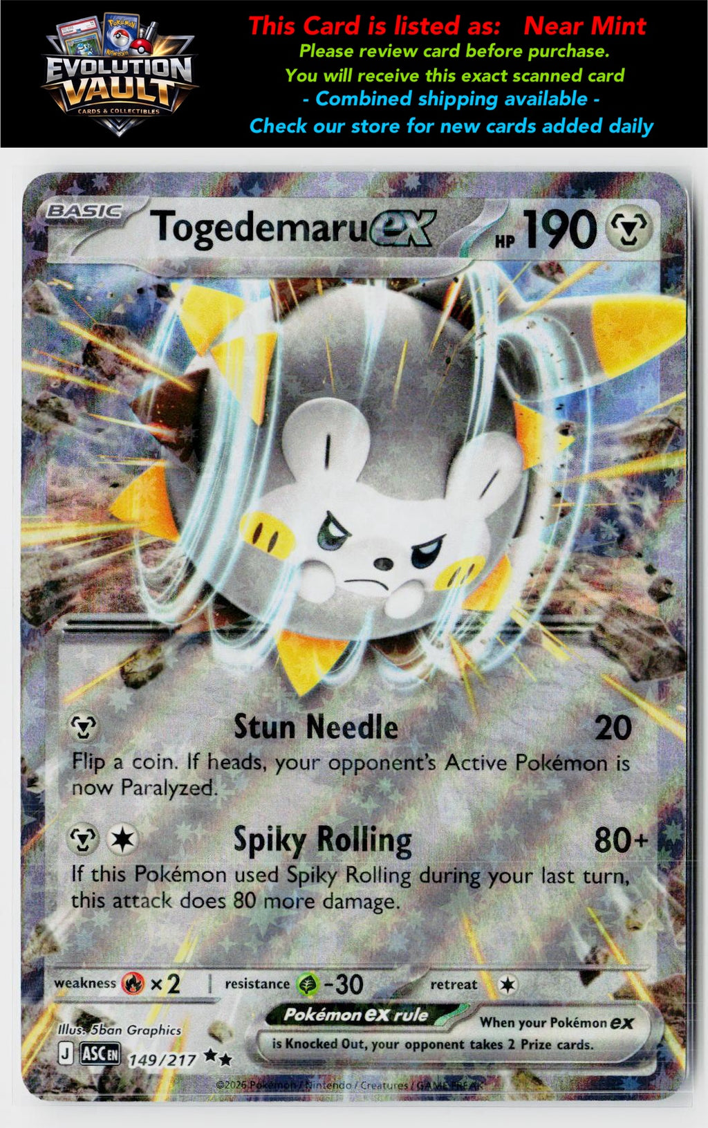 ME: Ascended Heroes #149/217 Togedemaru ex