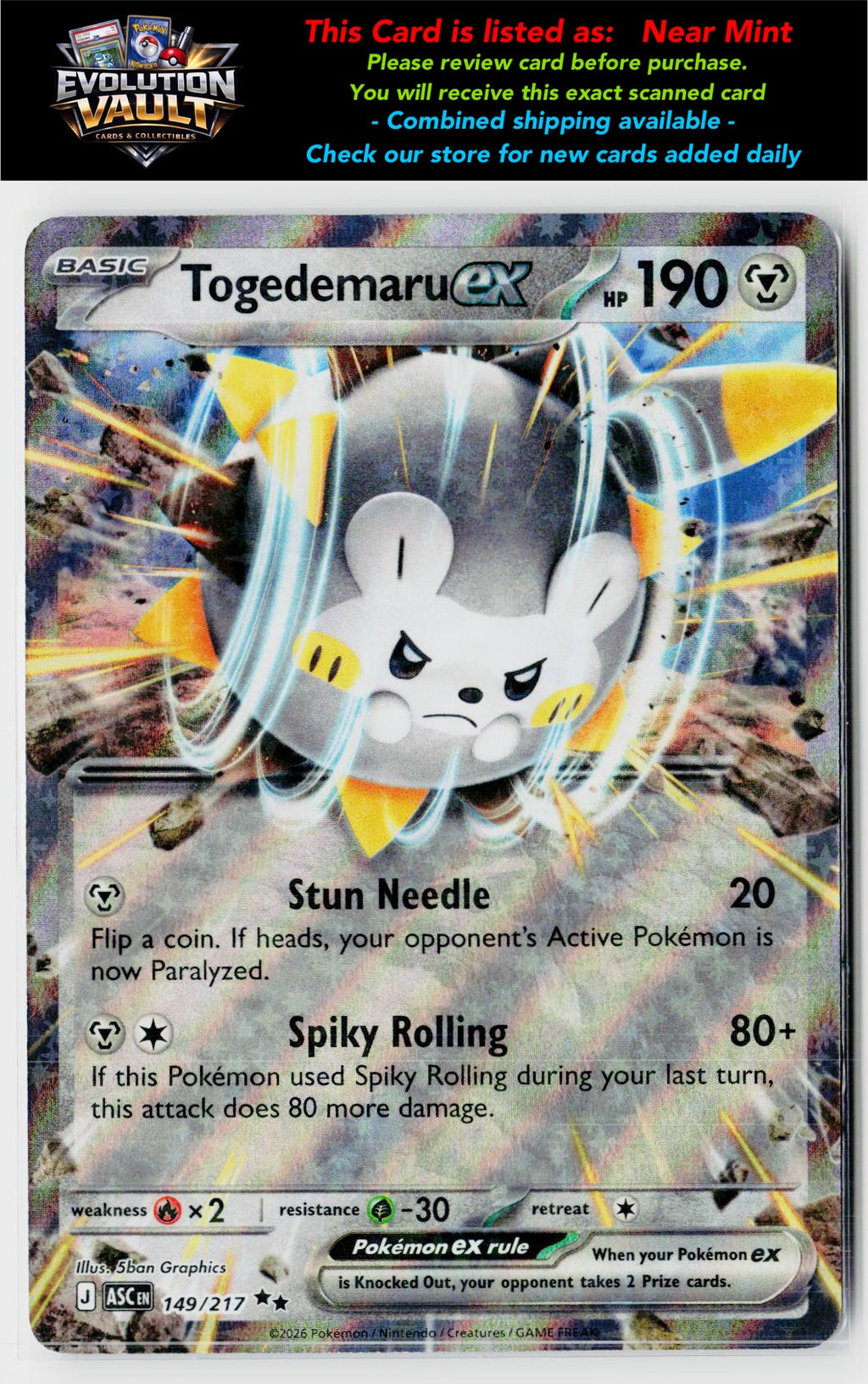 ME: Ascended Heroes #149/217 Togedemaru ex