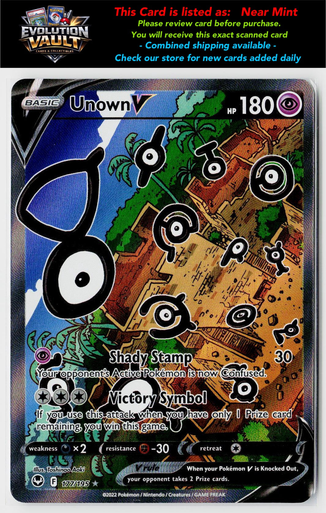 SWSH12: Silver Tempest #177/195 Unown V (Alternate Full Art)