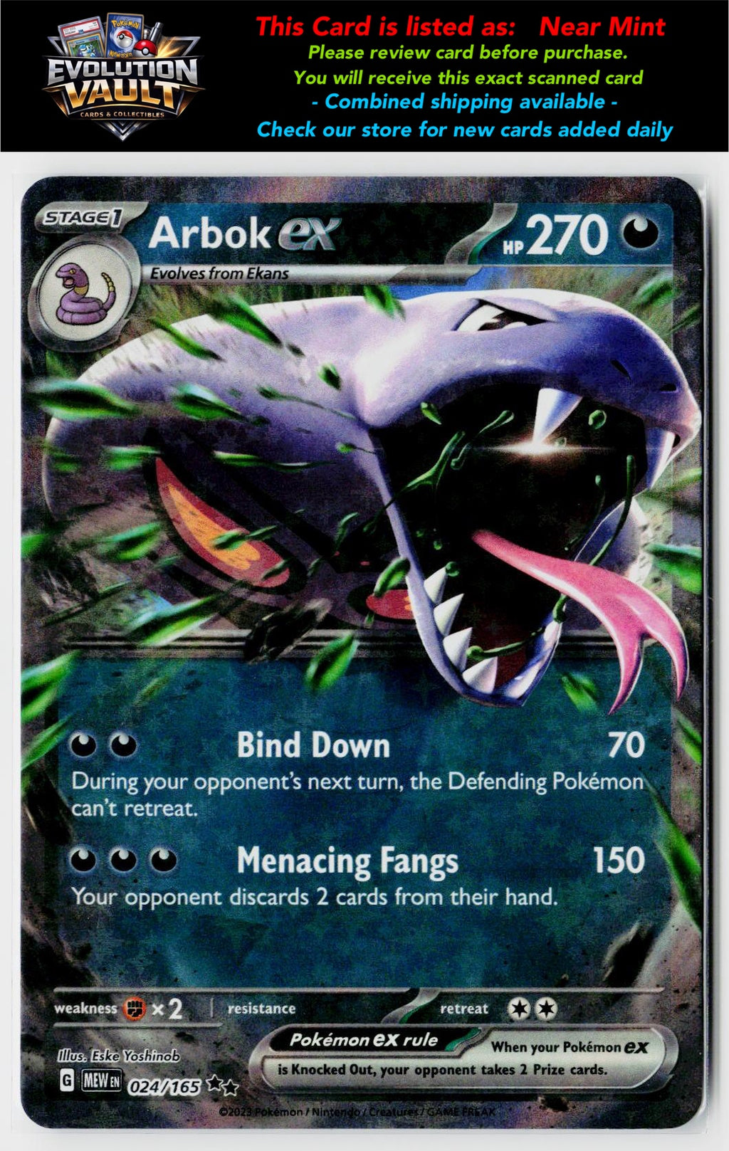 SV: Scarlet & Violet 151 #024/165 Arbok ex
