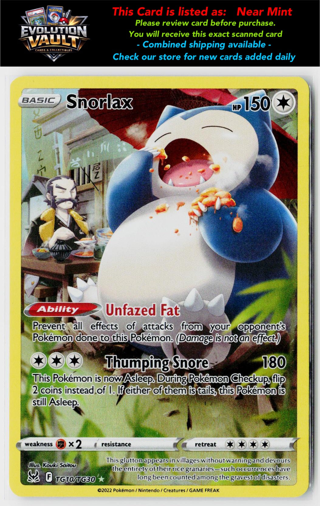 SWSH11: Lost Origin Trainer Gallery #TG10/TG30 Snorlax