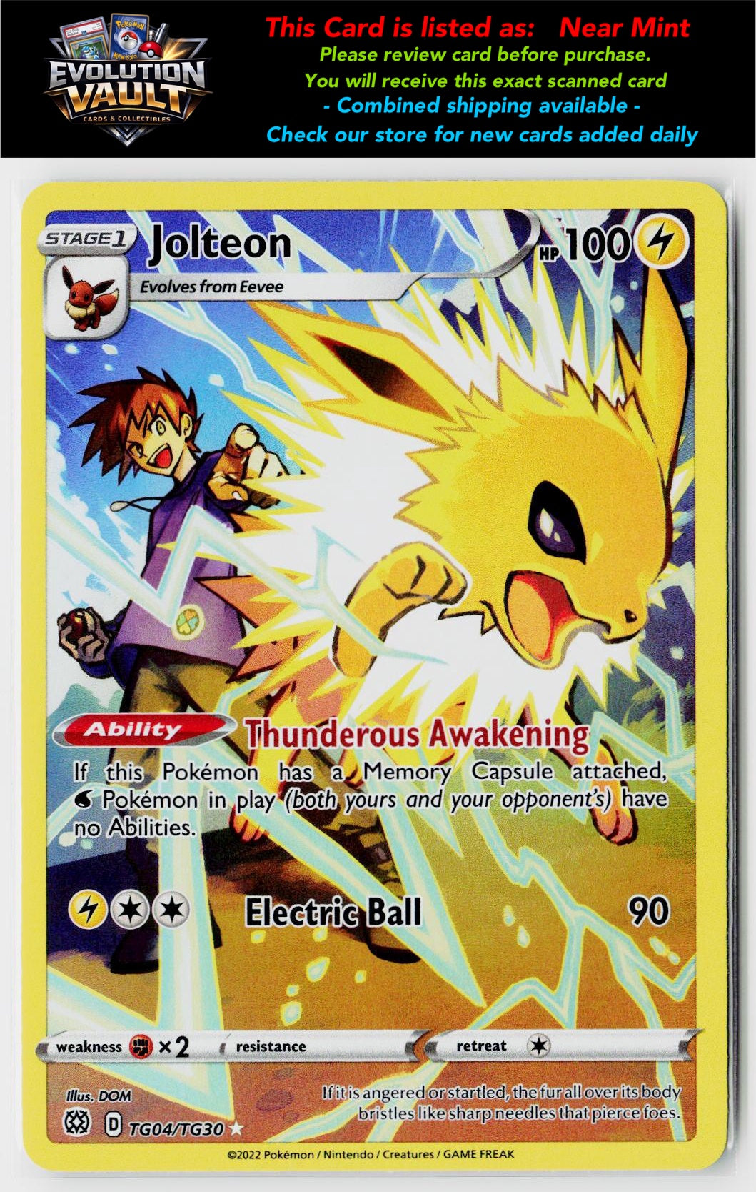SWSH09: Brilliant Stars Trainer Gallery #TG04/TG30 Jolteon