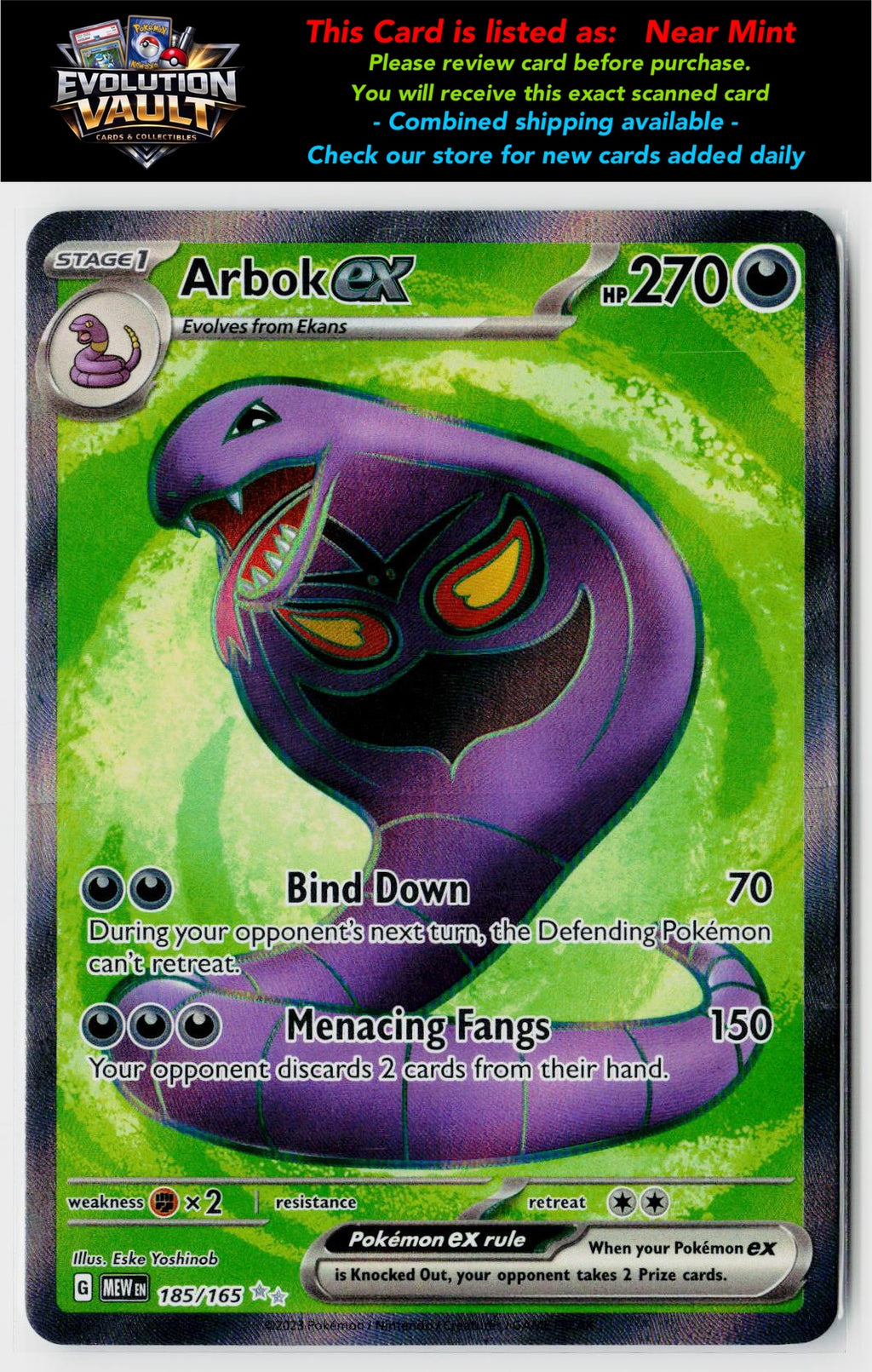 SV: Scarlet & Violet 151 #185/165 Arbok ex