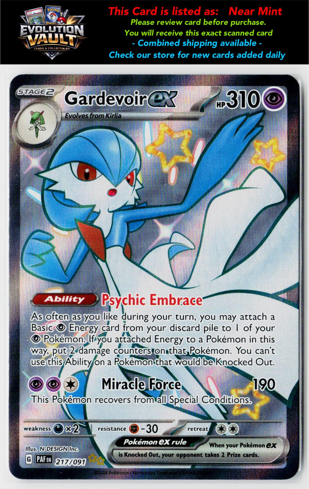 SV: Paldean Fates #217/091 Gardevoir ex