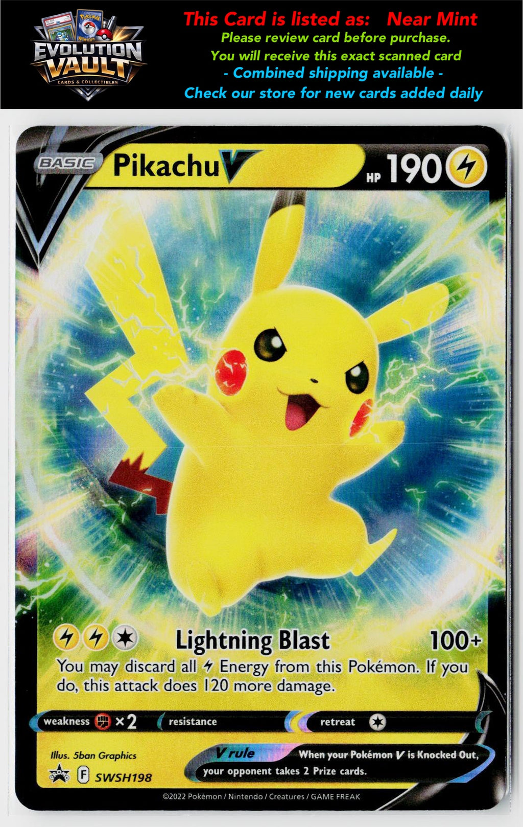 SWSH: Sword & Shield Promo Cards #SWSH198 Pikachu V