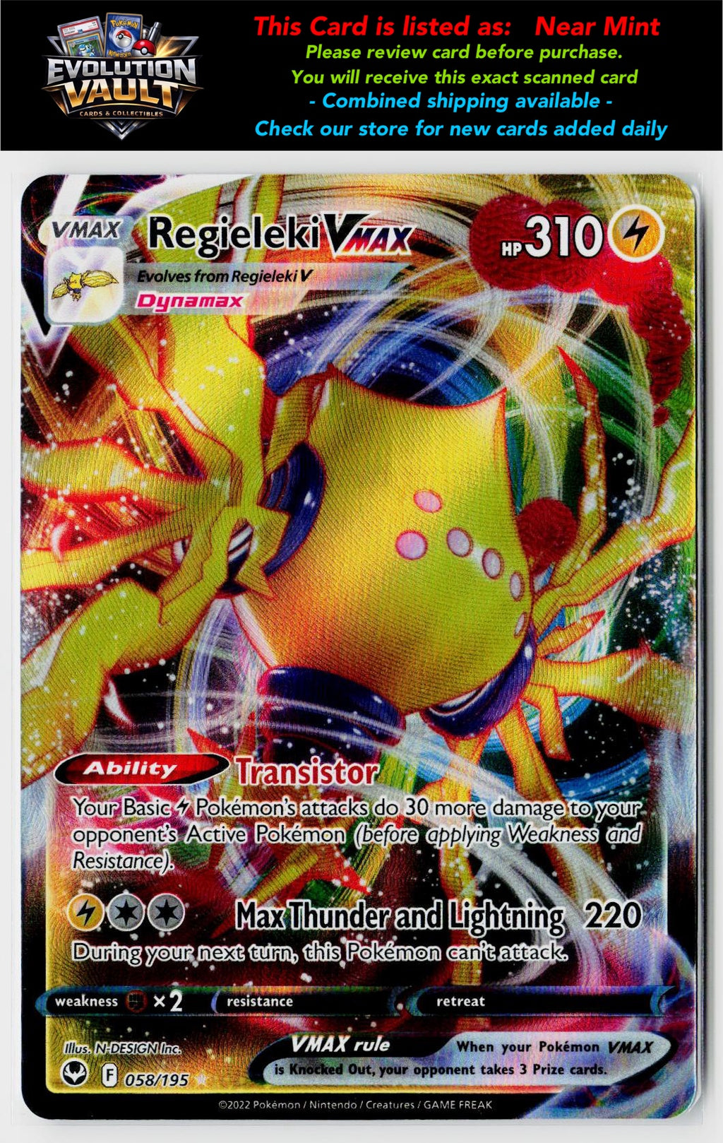 SWSH12: Silver Tempest #058/195 Regieleki VMAX