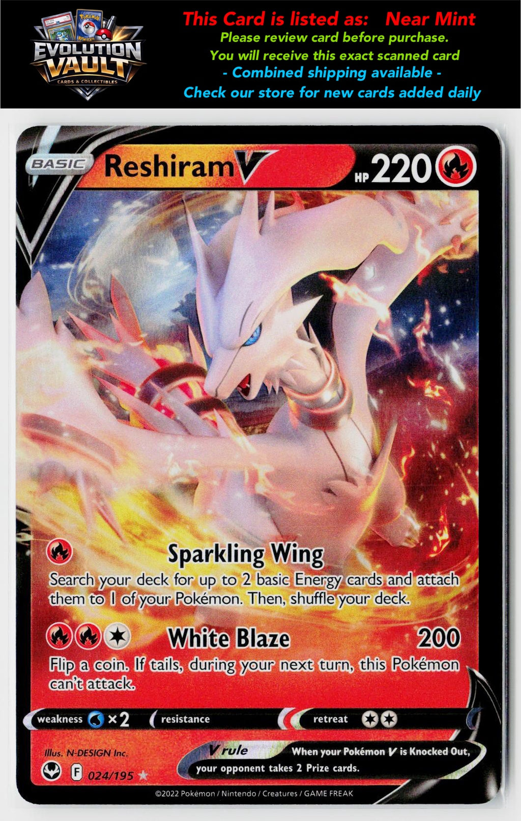 SWSH12: Silver Tempest #024/195 Reshiram V