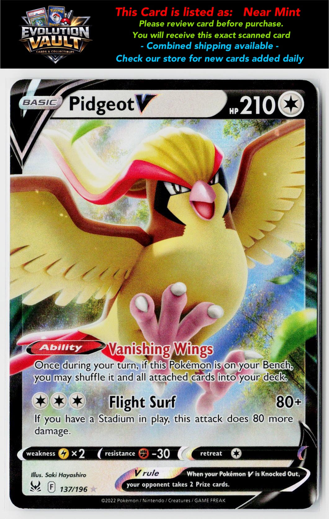 SWSH11: Lost Origin #137/196 Pidgeot V