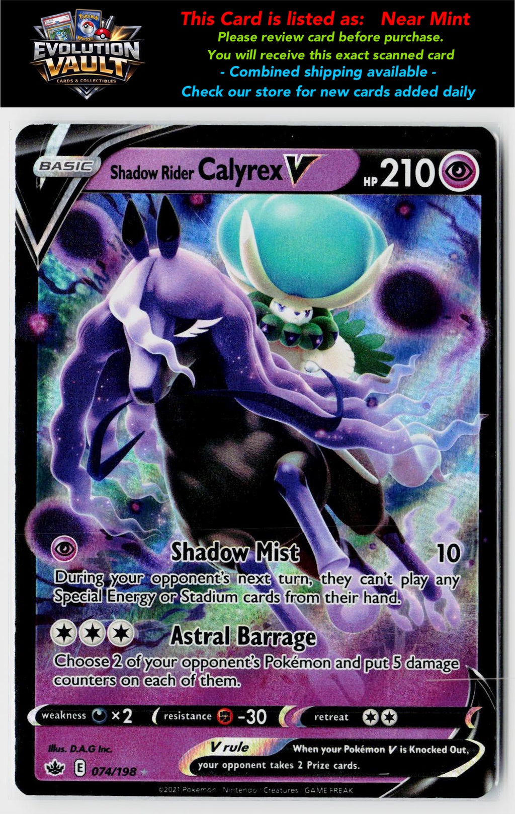 SWSH06: Chilling Reign #074/198 Shadow Rider Calyrex V