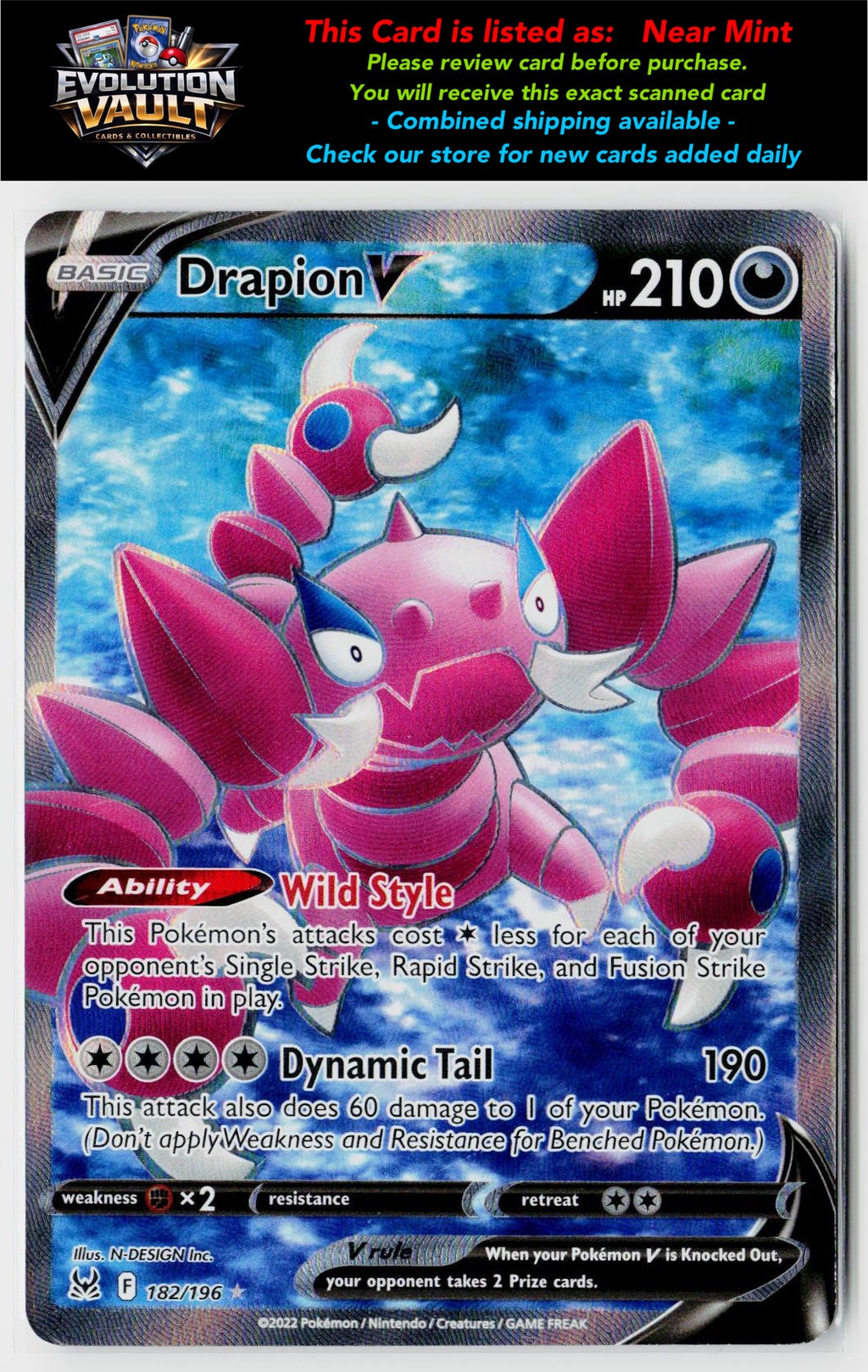 SWSH11: Lost Origin #182/196 Drapion V (Full Art)