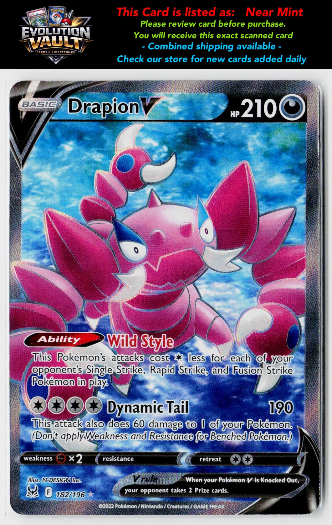 SWSH11: Lost Origin #182/196 Drapion V (Full Art)