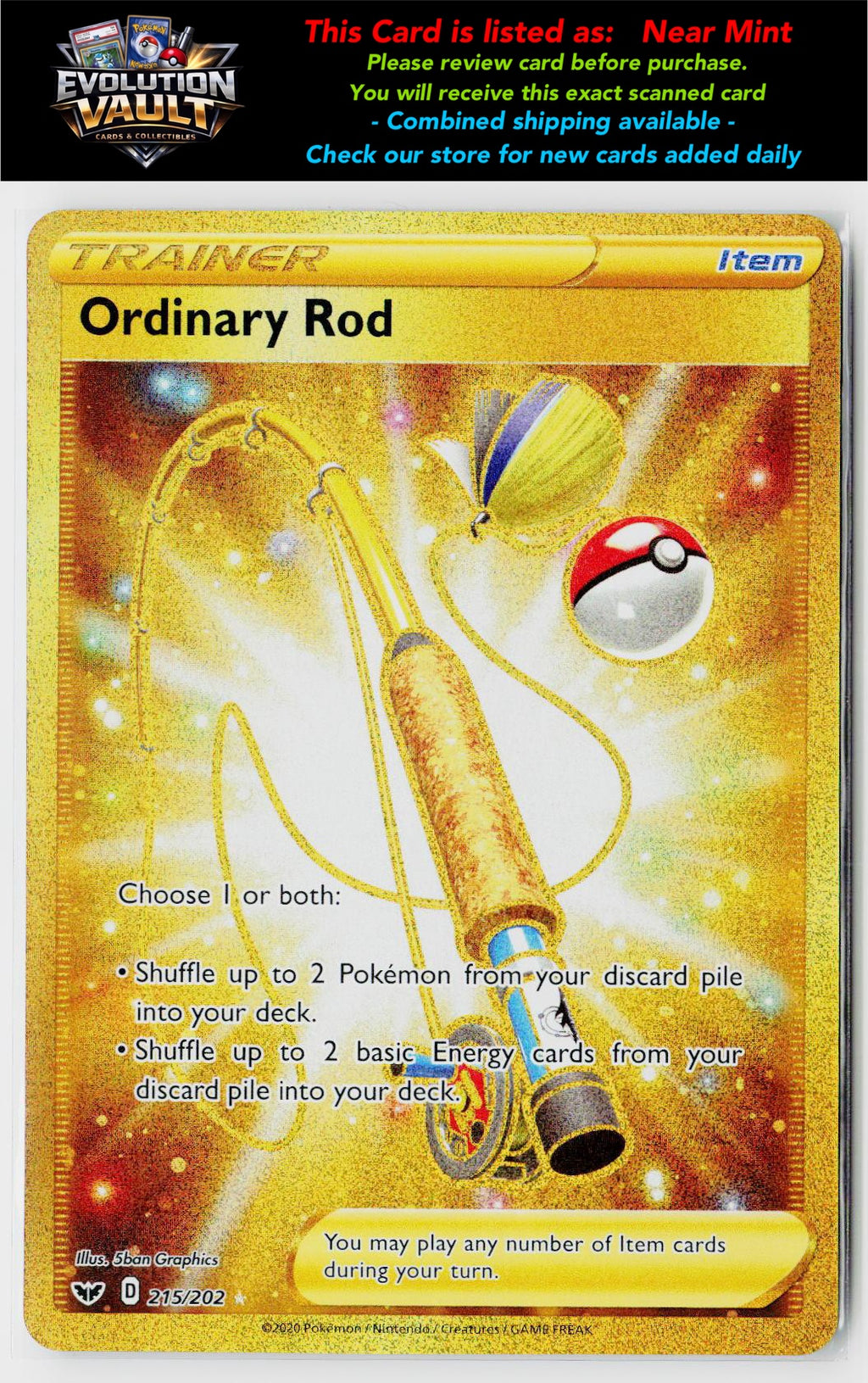 SWSH01: Sword & Shield Base Set #215/202 Ordinary Rod (Secret)