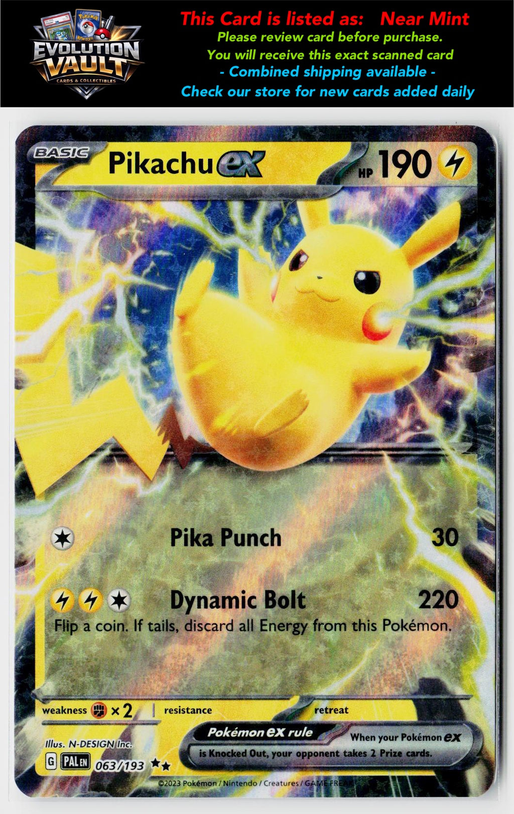 SV02: Paldea Evolved #063/193 Pikachu ex