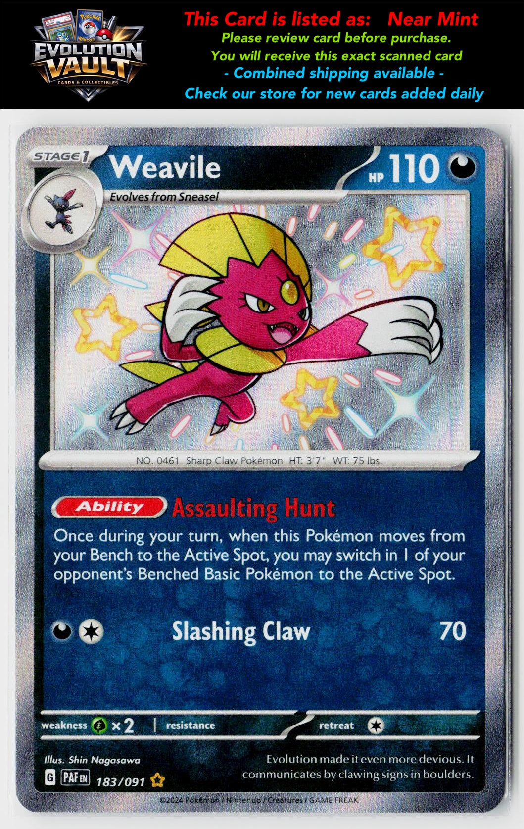 SV: Paldean Fates #183/091 Weavile