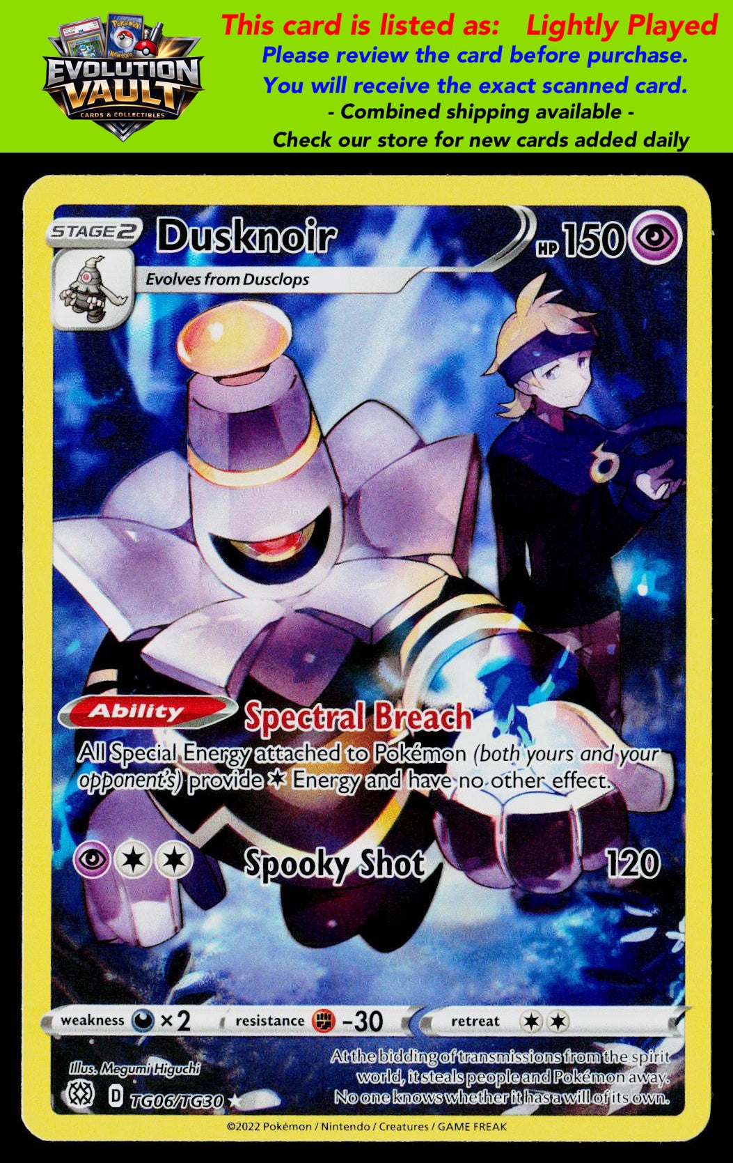 SWSH09: Brilliant Stars Trainer Gallery #TG06/TG30 Dusknoir (LP)