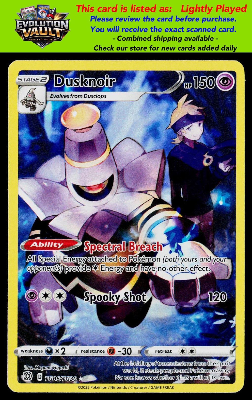 SWSH09: Brilliant Stars Trainer Gallery #TG06/TG30 Dusknoir (LP)