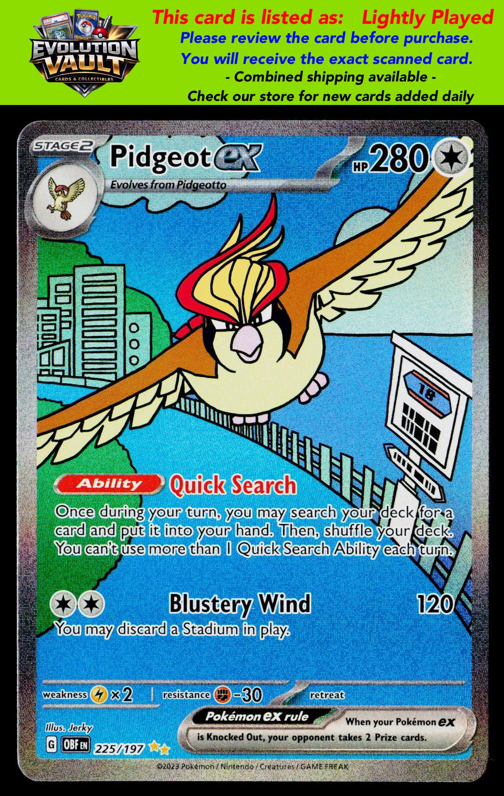 SV03: Obsidian Flames #225/197 Pidgeot ex (LP)