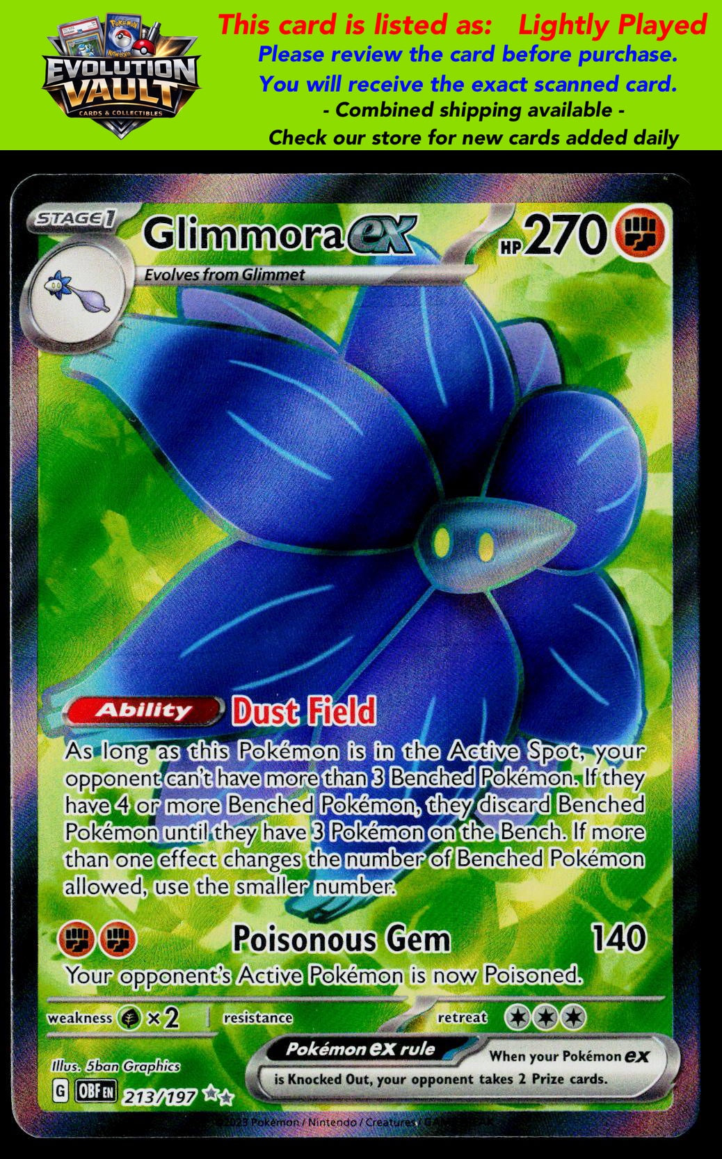 SV03: Obsidian Flames #213/197 Glimmora ex (LP)