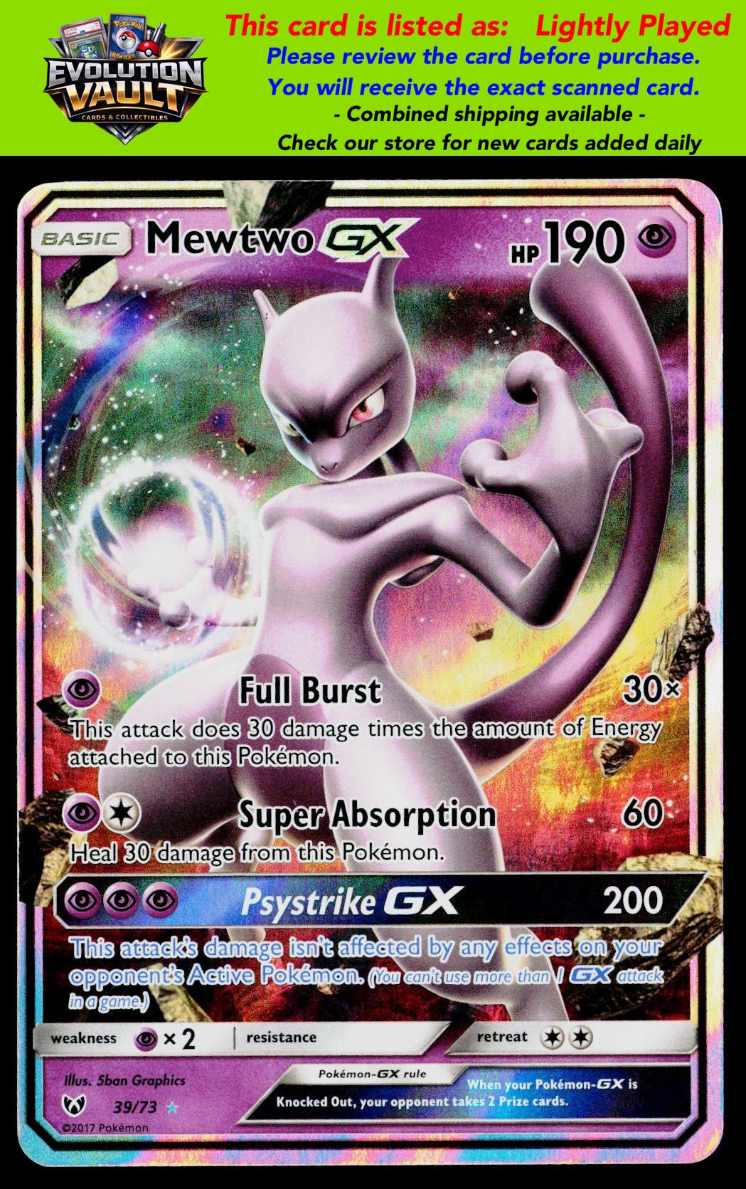 Shining Legends #39/73 Mewtwo GX (LP)