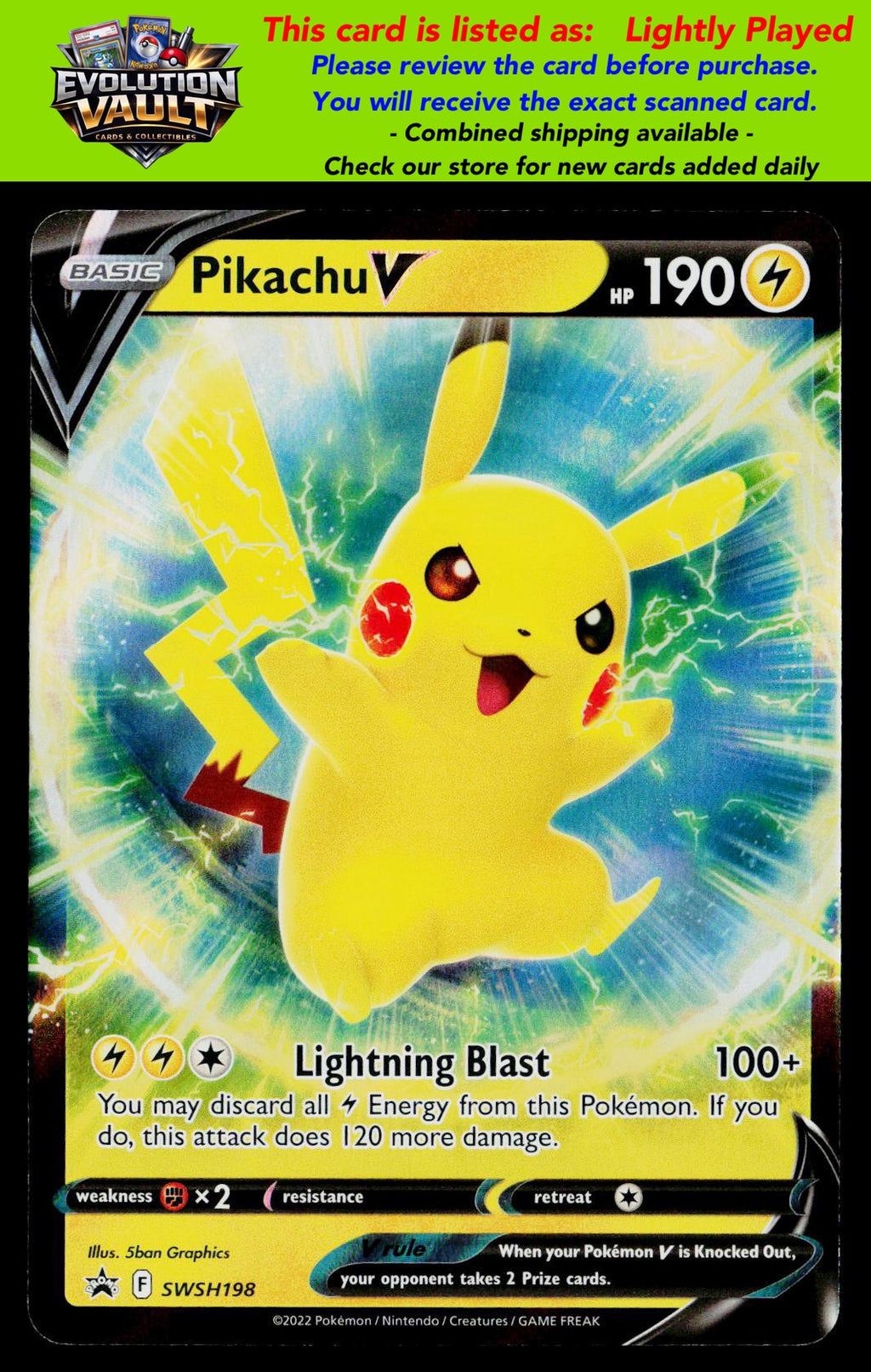 SWSH: Sword & Shield Promo Cards #SWSH198 Pikachu V (LP)