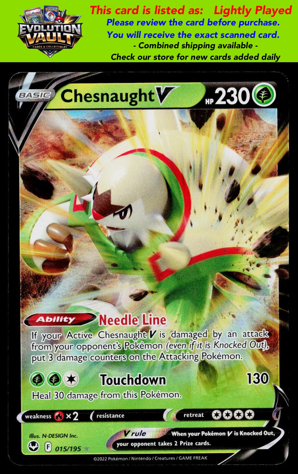 SWSH12: Silver Tempest #015/195 Chesnaught V (LP)