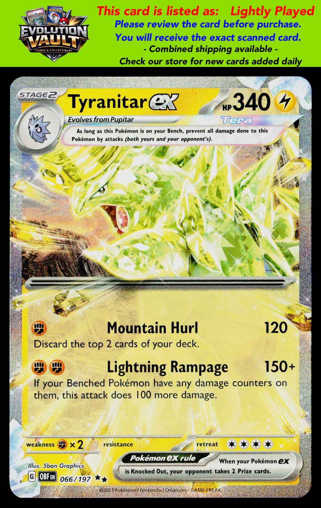 SV03: Obsidian Flames #066/197 Tyranitar ex (LP)