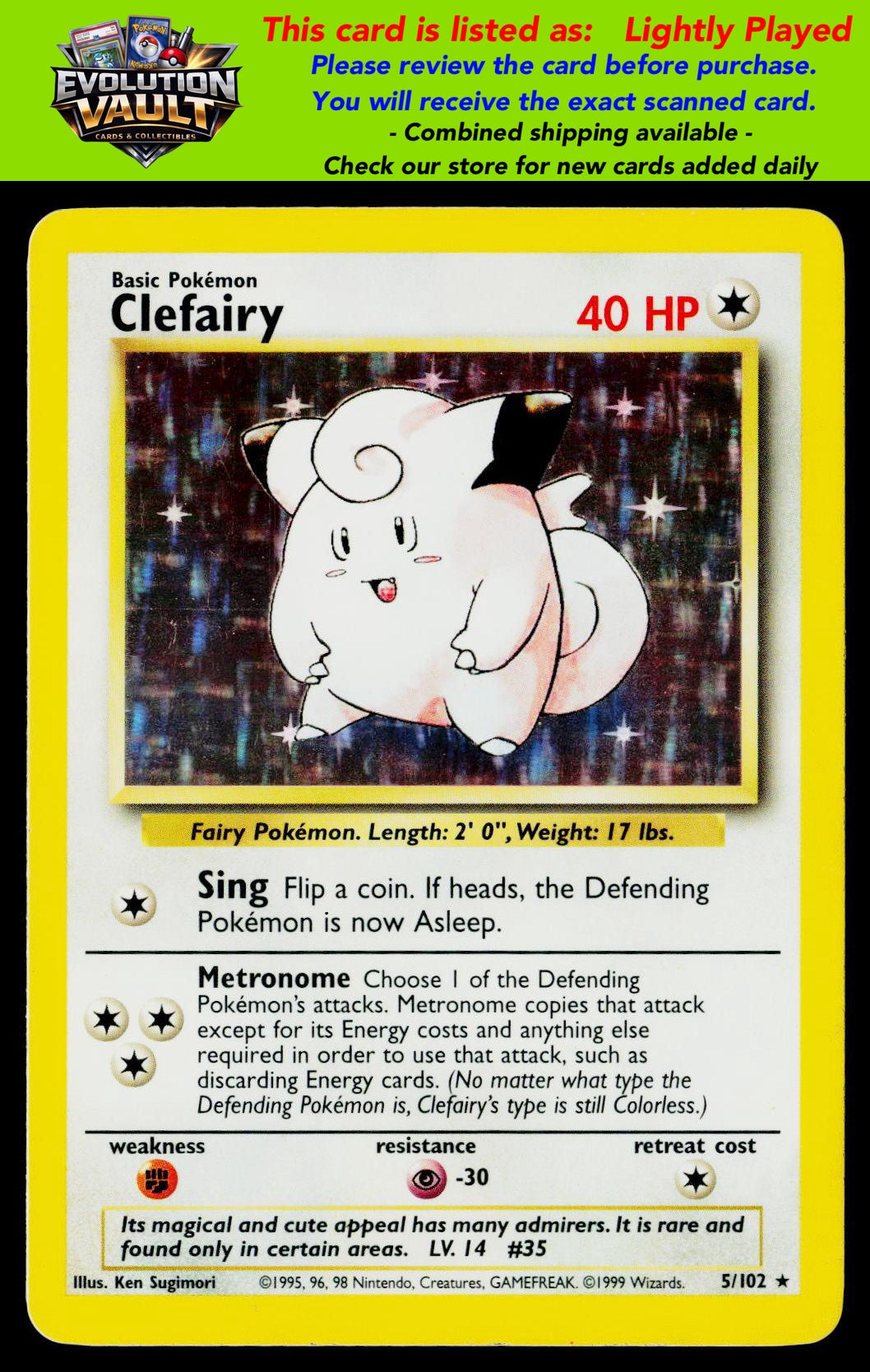Base Set #005/102 Clefairy (LP)