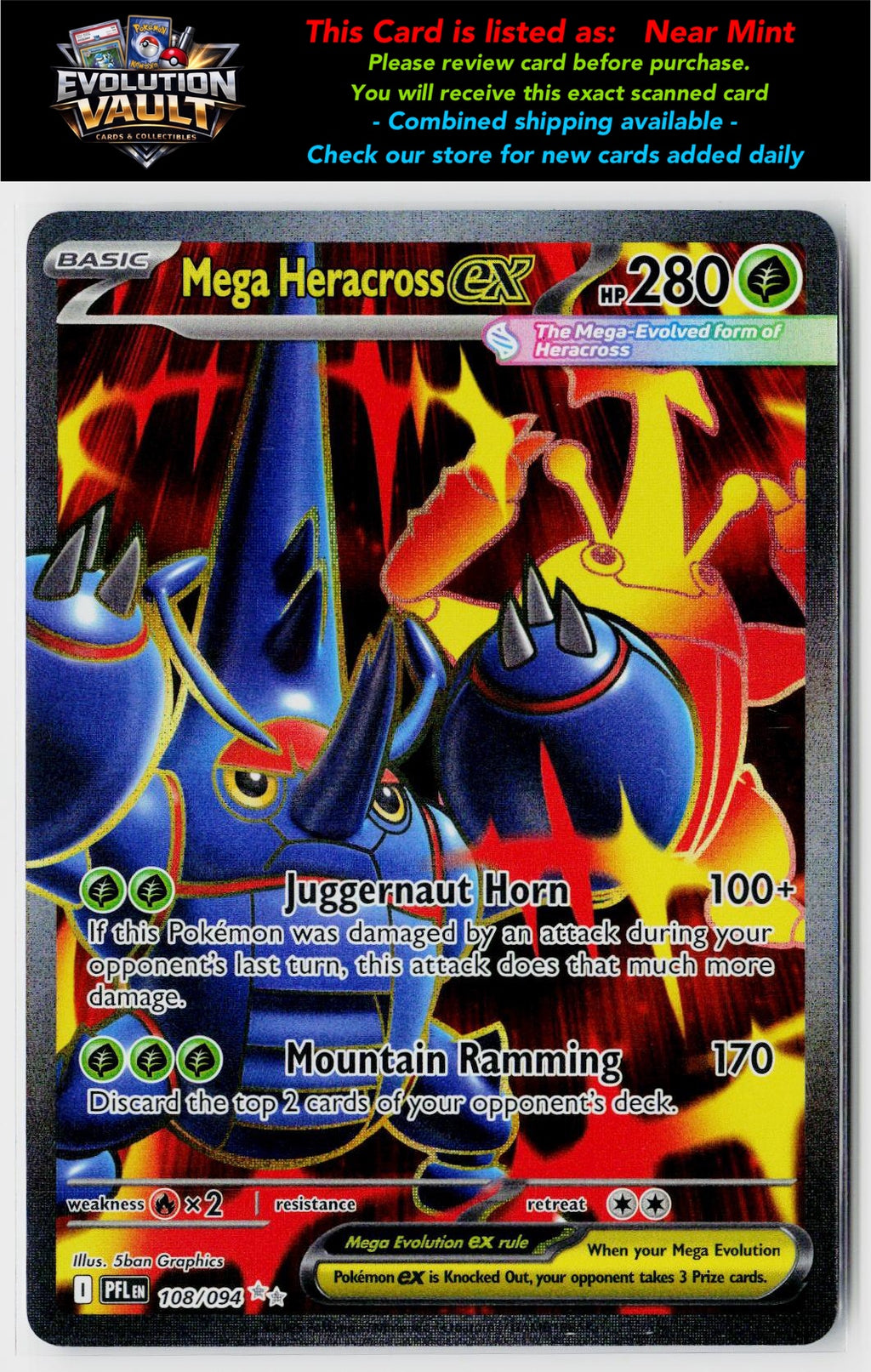 ME02: Phantasmal Flames #108/094 Mega Heracross ex