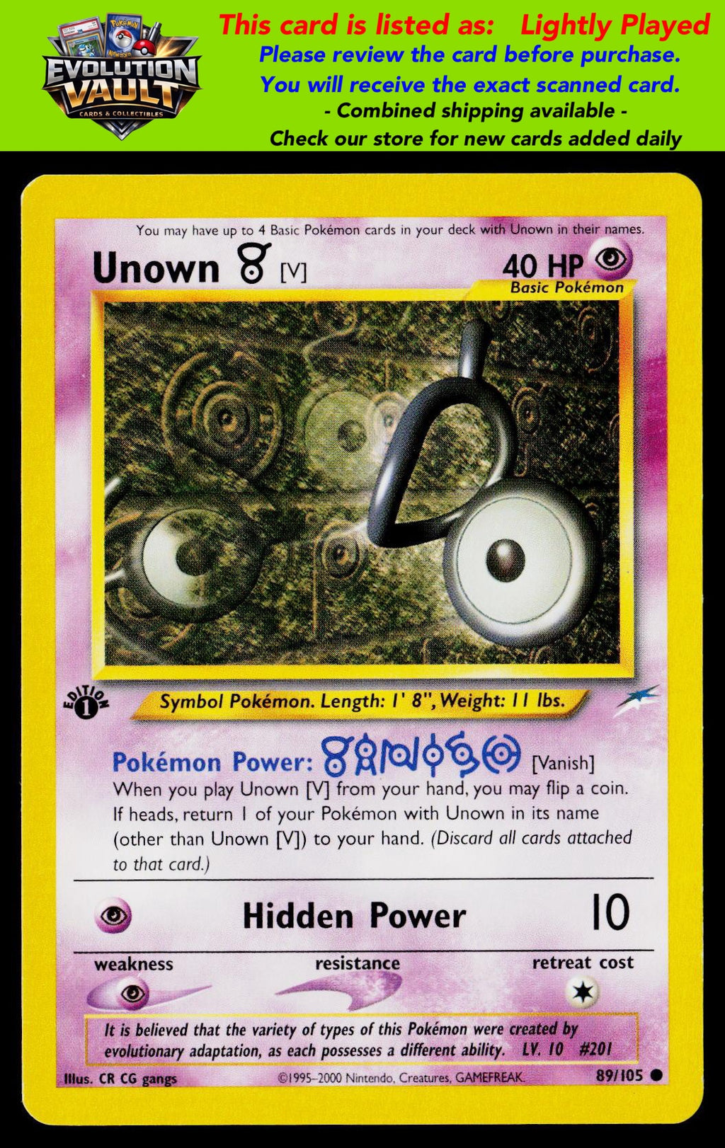 Neo Destiny #089/105 Unown [V] 1st Edition (LP)