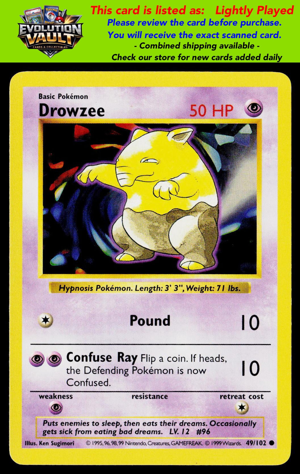 Base Set (Shadowless) #049/102 Drowzee (LP)