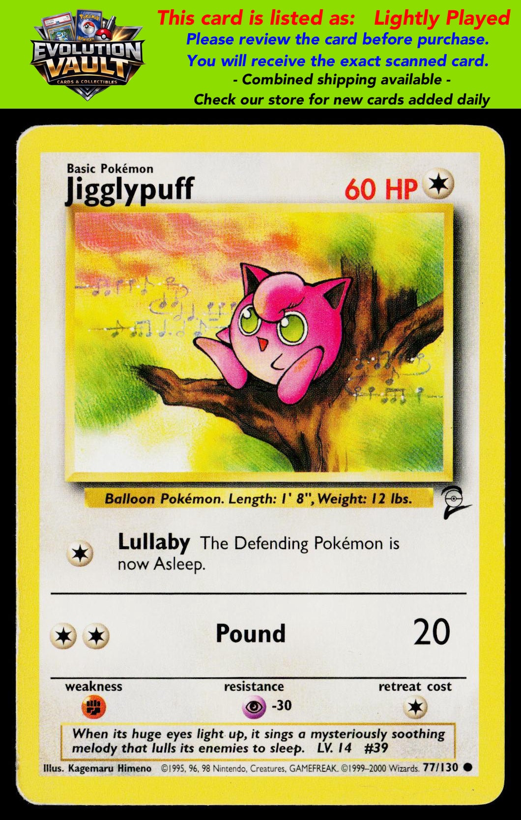Base Set 2 #077/130 Jigglypuff (LP)