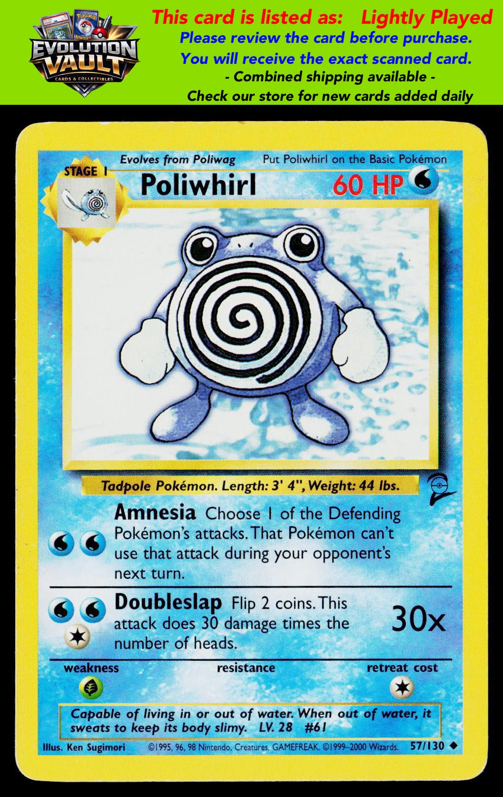Base Set 2 #057/130 Poliwhirl (LP)