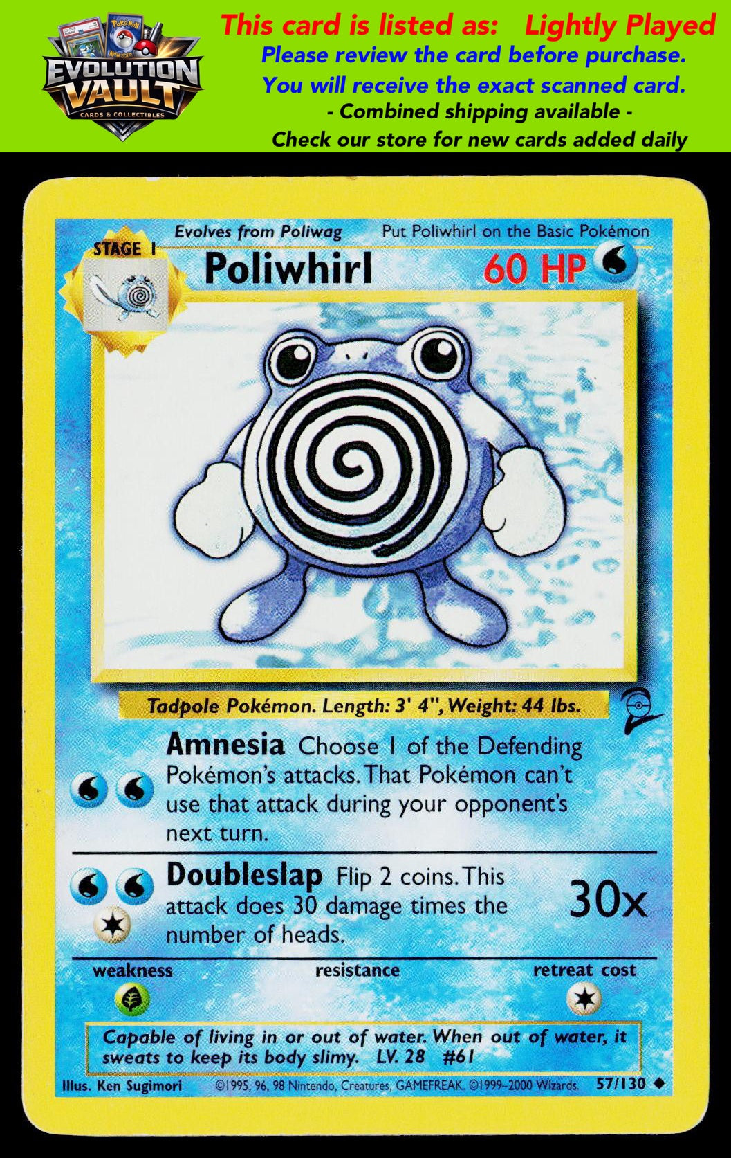 Base Set 2 #057/130 Poliwhirl (LP)