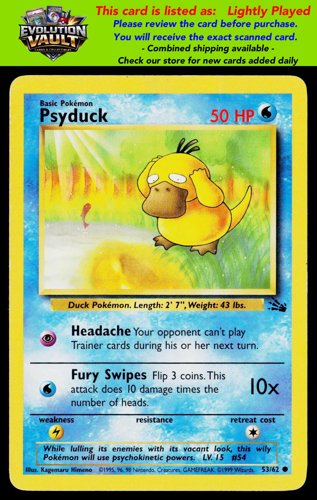 Fossil #53/62 Psyduck (LP)