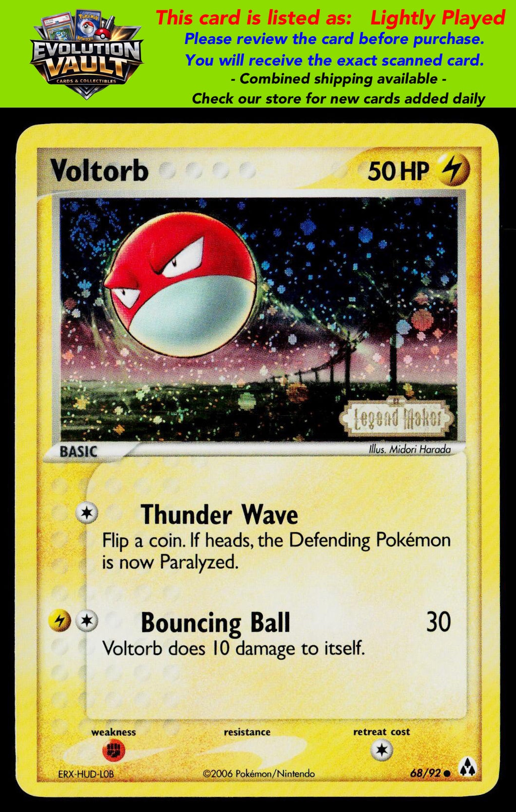 Legend Maker #68/92 Voltorb - Holo Legend Maker Stamp (LP)