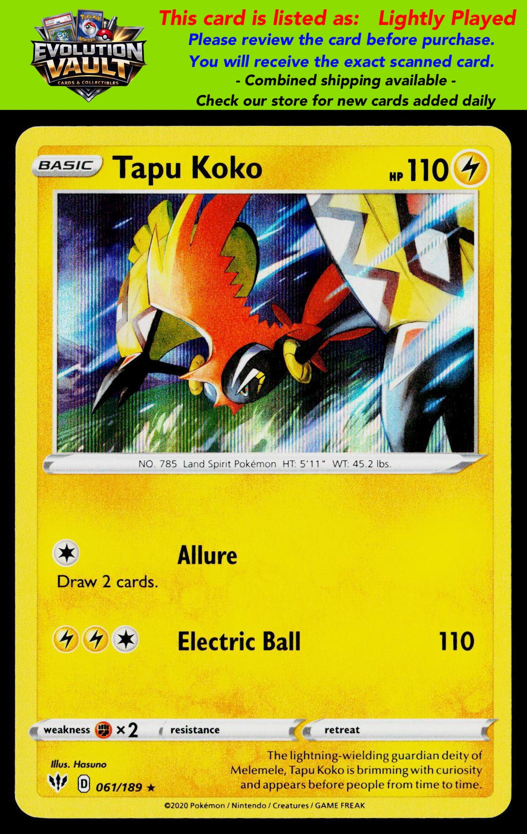 SWSH03: Darkness Ablaze #061/189 Tapu Koko (LP)