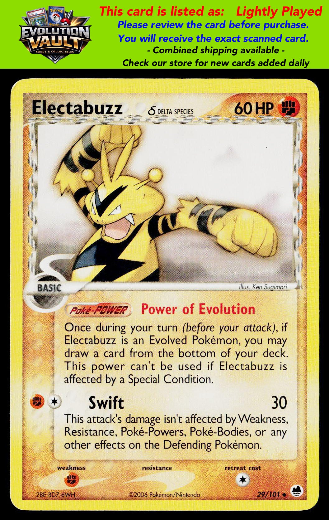 Dragon Frontiers #29/101 Electabuzz (Delta Species) (LP)