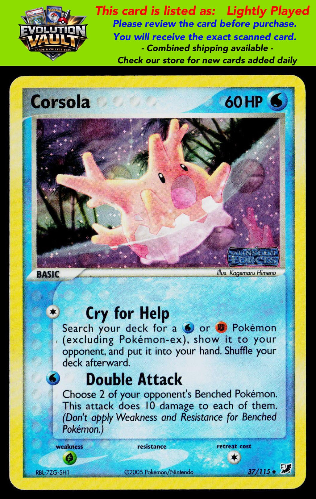 Unseen Forces #37/115 Corsola Stamped Holo (LP)