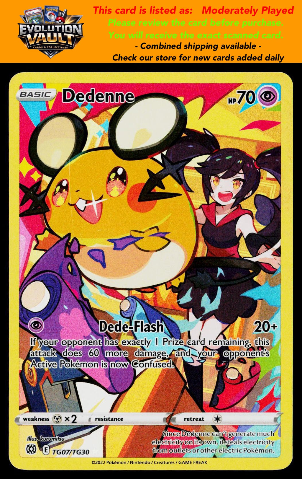SWSH09: Brilliant Stars Trainer Gallery #TG07/TG30 Dedenne (MP)