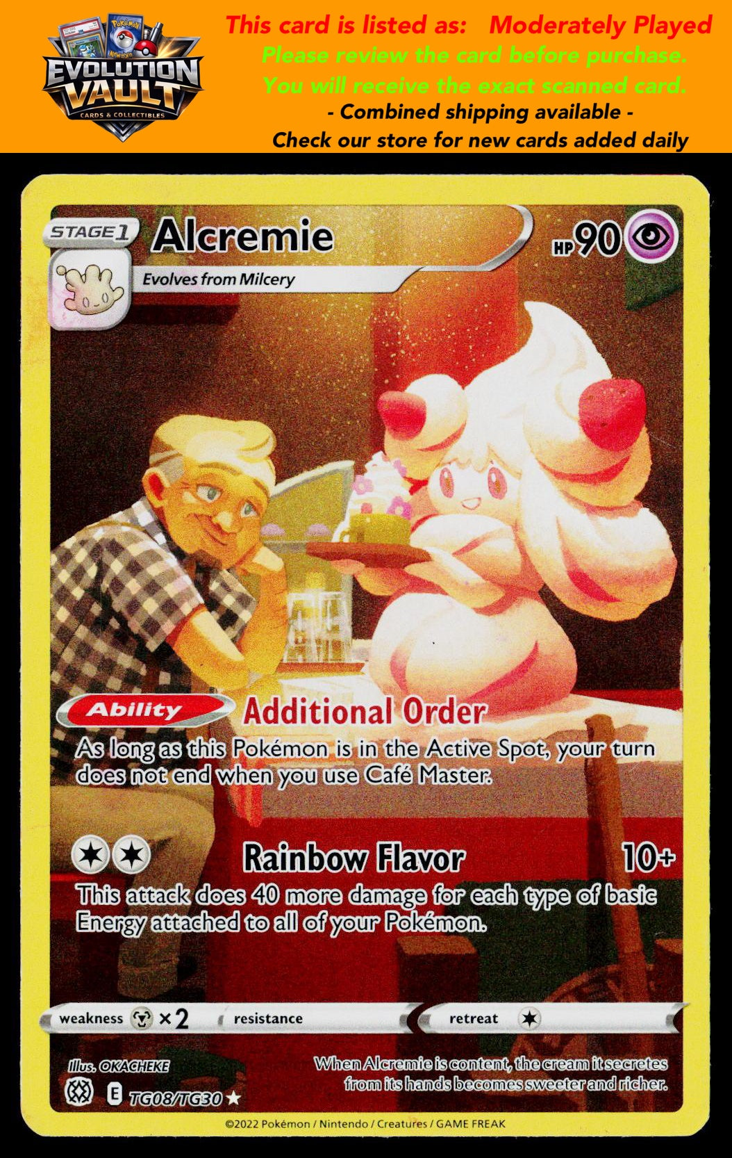 SWSH09: Brilliant Stars Trainer Gallery #TG08/TG30 Alcremie (MP)