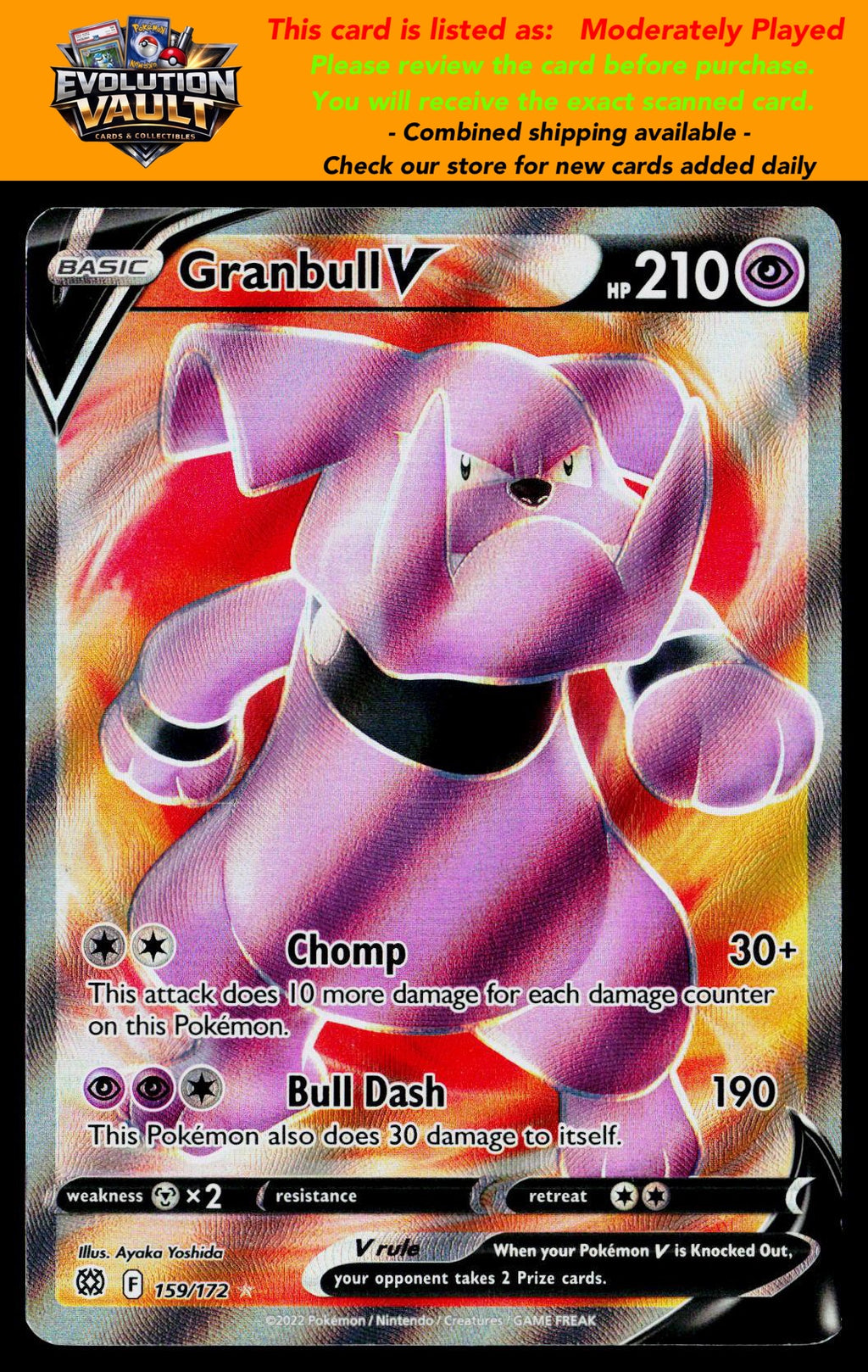 SWSH09: Brilliant Stars #159/172 Granbull V (Full Art) (MP)