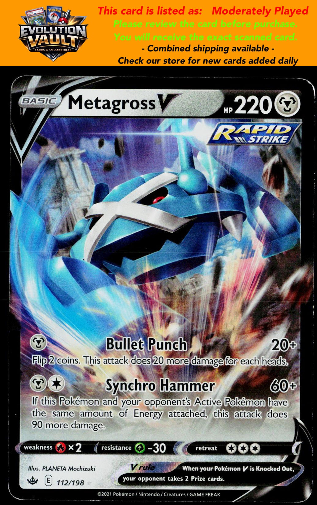 SWSH06: Chilling Reign #112/198 Metagross V (MP)