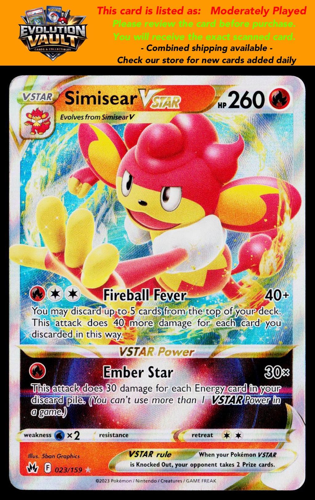 SWSH: Crown Zenith #023/159 Simisear VSTAR (MP)