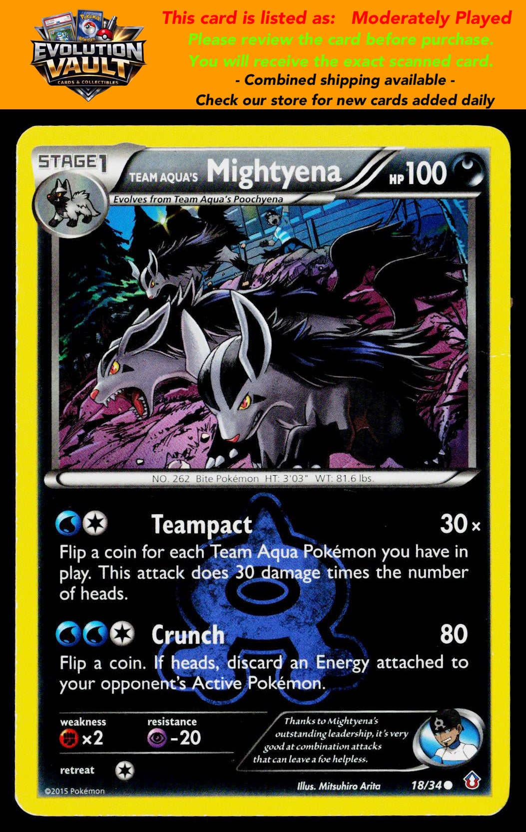 Double Crisis #18/34 Team Aqua's Mightyena (MP)